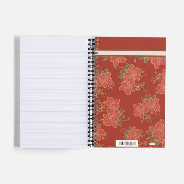 Red Floral Lined Notebook