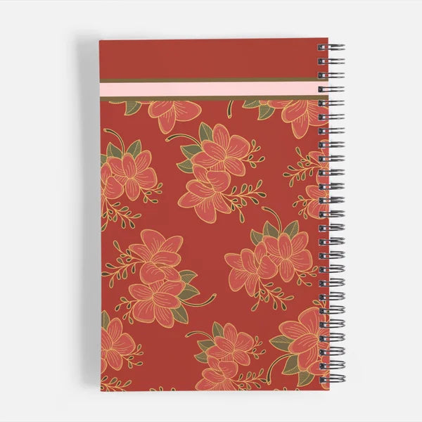 Red Floral Lined Notebook